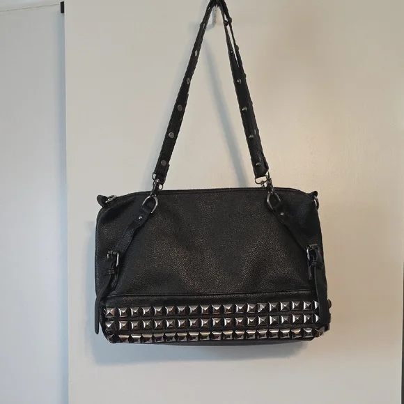 Black Studded Women's Shoulder Bag - Picture 1 of 9